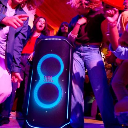 JBL Partybox Ultimate - Multi Purpose Party Speaker, with Wi-fi & Bluetooth Connectivity, Wireless, Lightshow, IPx4 Slashproof, Dual Mic & Guitar Inputs, Handle & Sturdy Wheels, Black