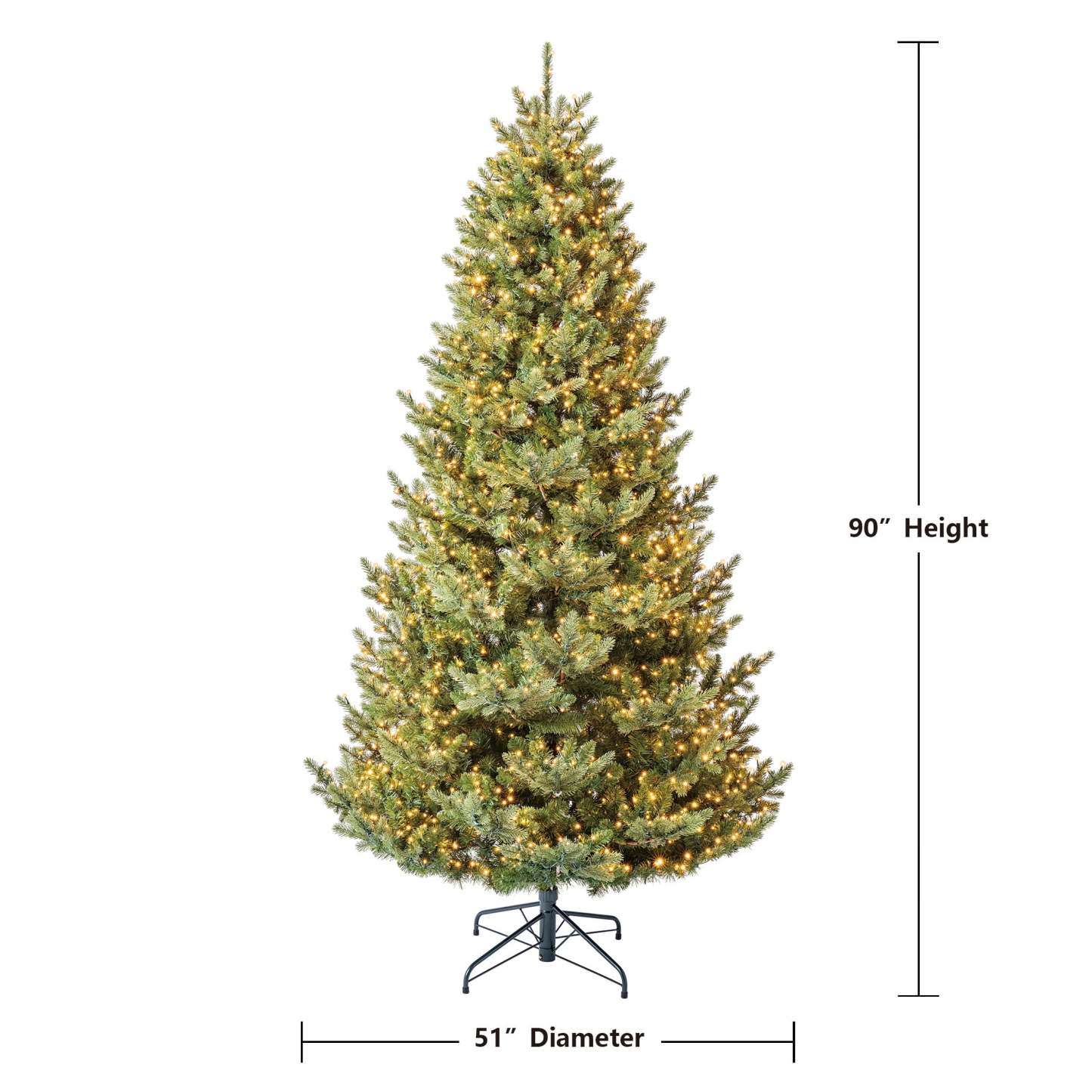 7.5' Pre-Lit Grand Spruce Green Artificial Christmas Tree with 2250 LumaDazzle Color-Changing Twinkle LED Lights, by My Texas House