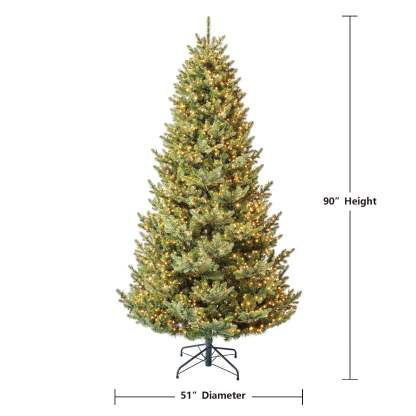 7.5' Pre-Lit Grand Spruce Green Artificial Christmas Tree with 2250 LumaDazzle Color-Changing Twinkle LED Lights, by My Texas House