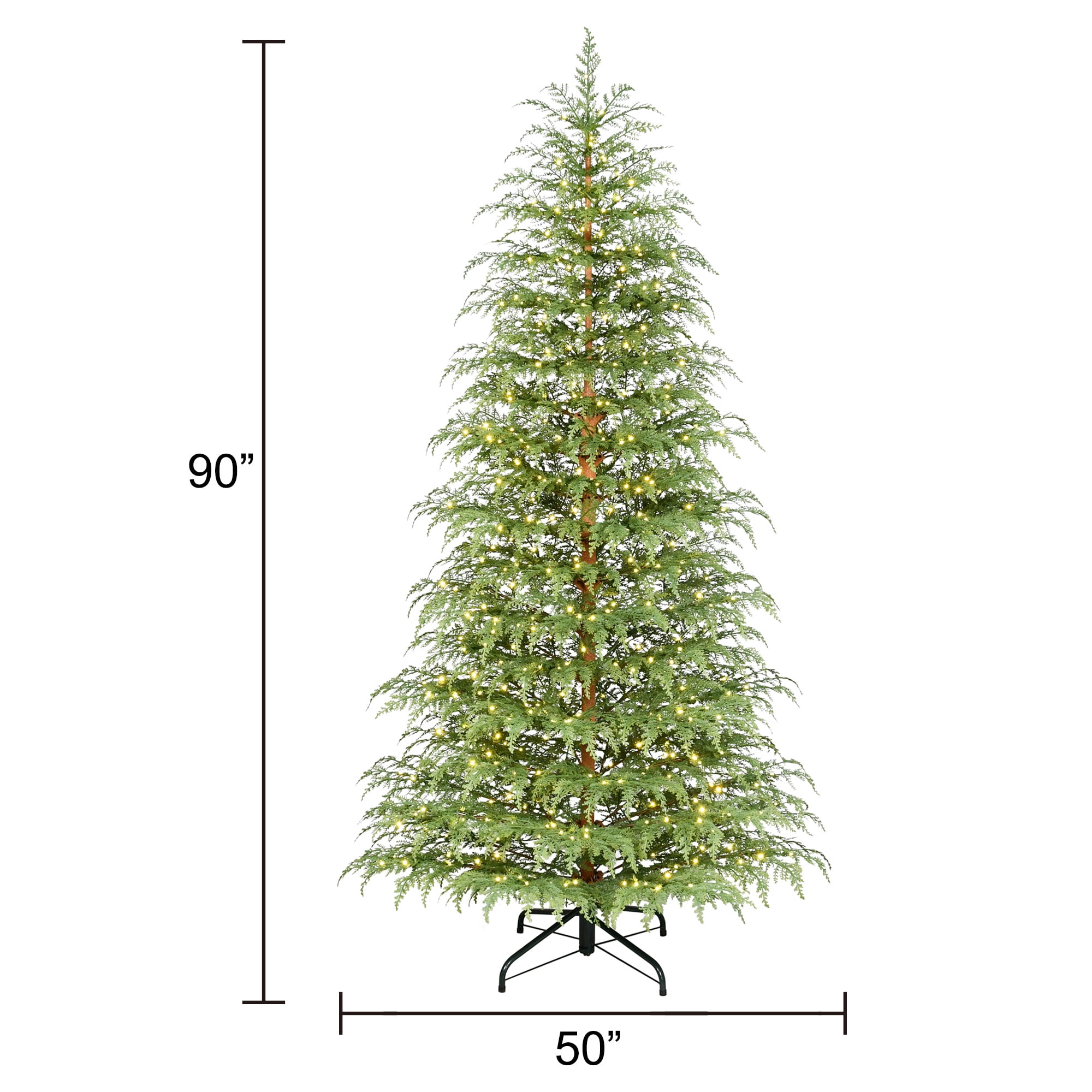 7.5' Pre-Lit Green Cypress Artificial Christmas Tree with 500 Warm White Twinkle LED Lights, by My Texas House