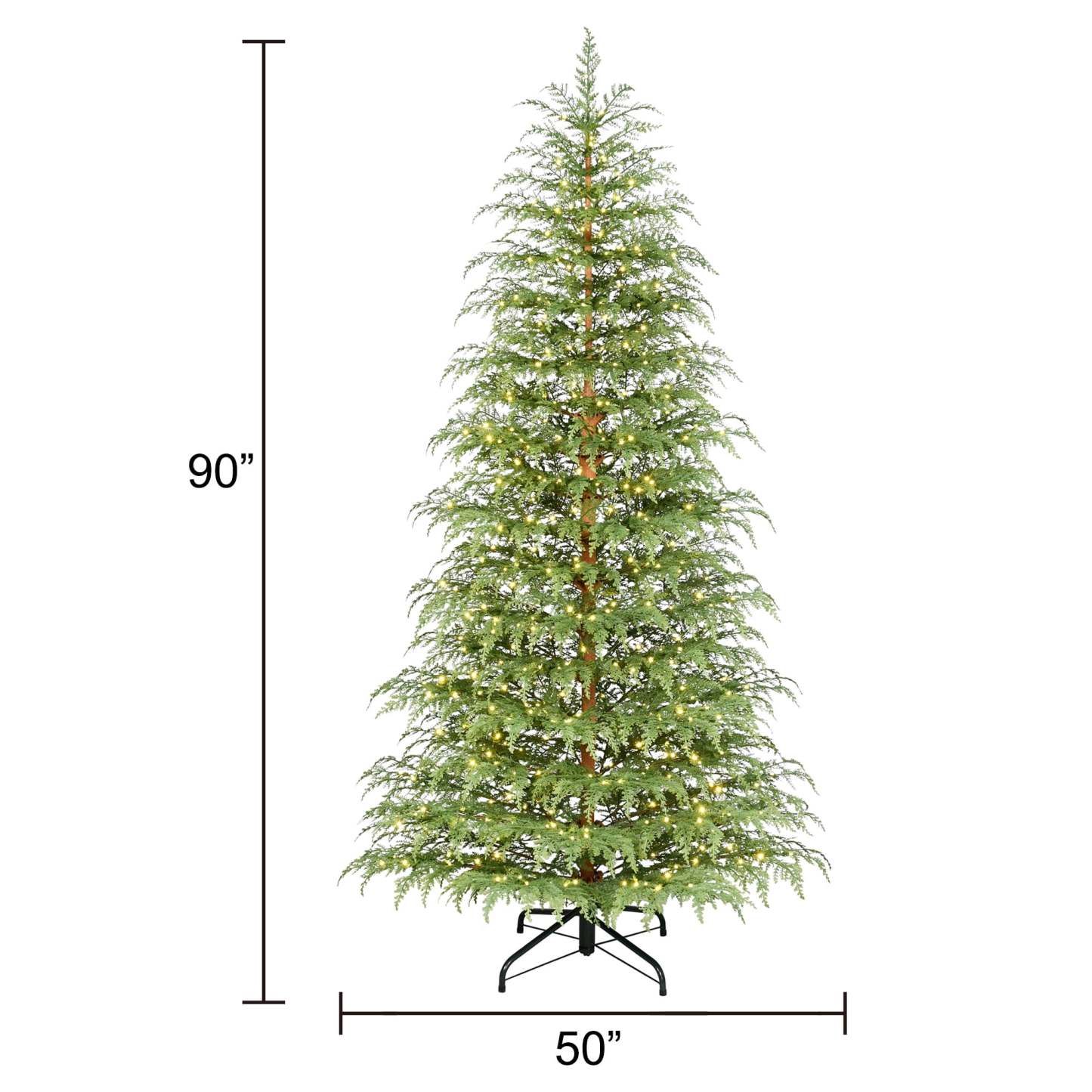 7.5' Pre-Lit Green Cypress Artificial Christmas Tree with 500 Warm White Twinkle LED Lights, by My Texas House