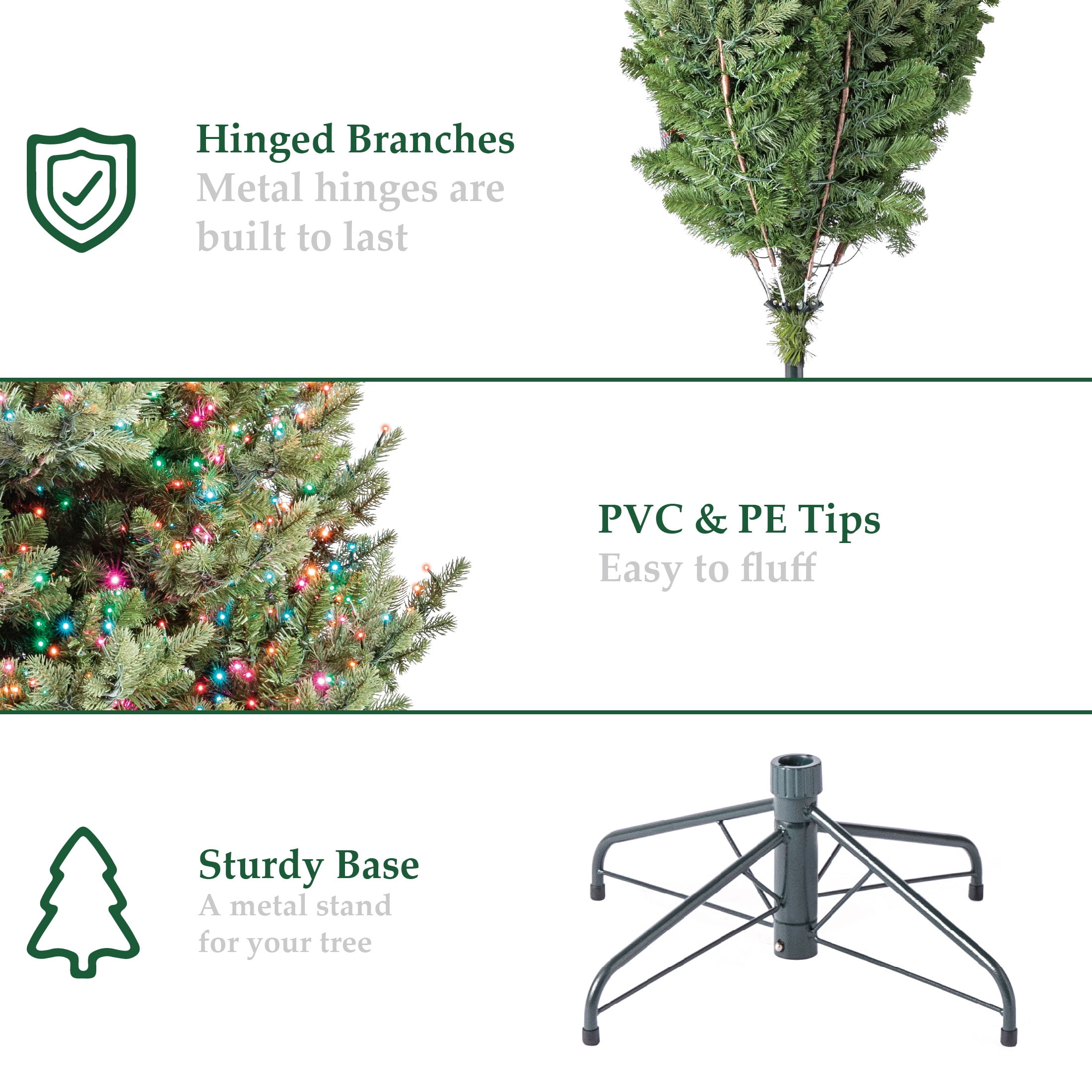 7.5' Pre-Lit Grand Spruce Green Artificial Christmas Tree with 2250 LumaDazzle Color-Changing Twinkle LED Lights, by My Texas House