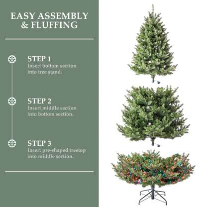 7.5' Pre-Lit Grand Spruce Green Artificial Christmas Tree with 2250 LumaDazzle Color-Changing Twinkle LED Lights, by My Texas House