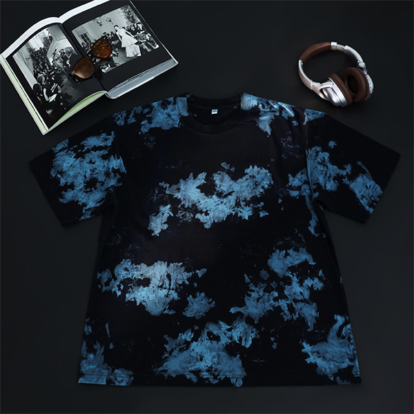 Retro pure cotton washed tie-dye loose round neck drop shoulder men's short sleeve T-shirt oversized