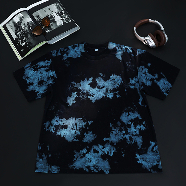 Retro pure cotton washed tie-dye loose round neck drop shoulder men's short sleeve T-shirt oversized