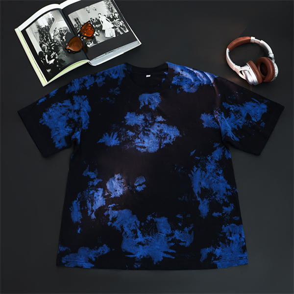 Retro pure cotton washed tie-dye loose round neck drop shoulder men's short sleeve T-shirt oversized