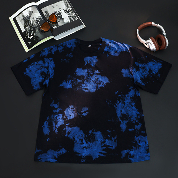 Retro pure cotton washed tie-dye loose round neck drop shoulder men's short sleeve T-shirt oversized