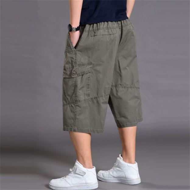 Summer loose fit sports men's casual plus size wide leg cropped pants