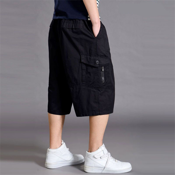 Summer loose fit sports men's casual plus size wide leg cropped pants