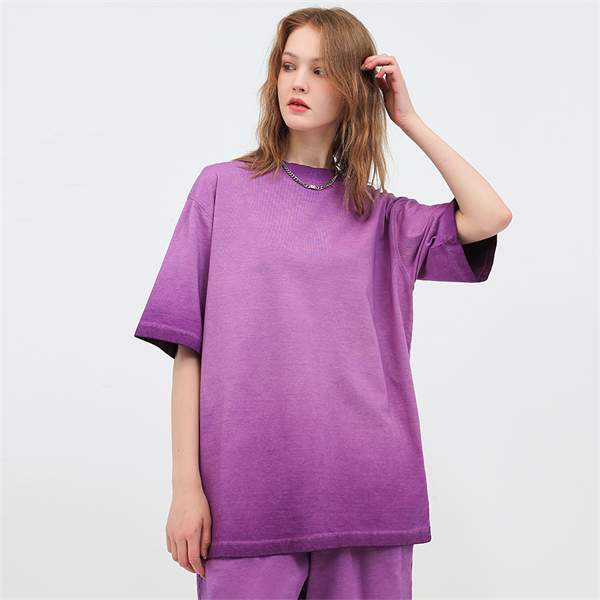 Retro gradient distressed American style pure cotton drop shoulder men's plus size short-sleeved T-shirt