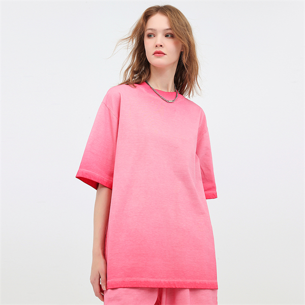 Retro gradient distressed American style pure cotton drop shoulder men's plus size short-sleeved T-shirt