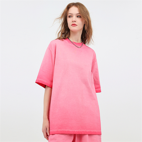 Retro gradient distressed American style pure cotton drop shoulder men's plus size short-sleeved T-shirt