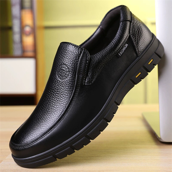Genuine leather loose-fitting non-slip plus size men's loafers
