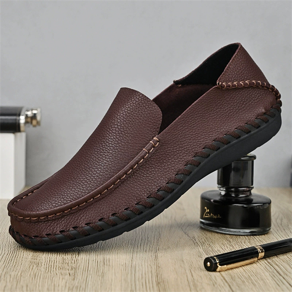 Genuine leather plus size breathable soft leather men's slip-on loafers