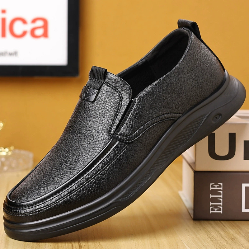 Men’s Casual Leather Shoes – Genuine Leather, Breathable, Soft-Soled, Available in Large Sizes
