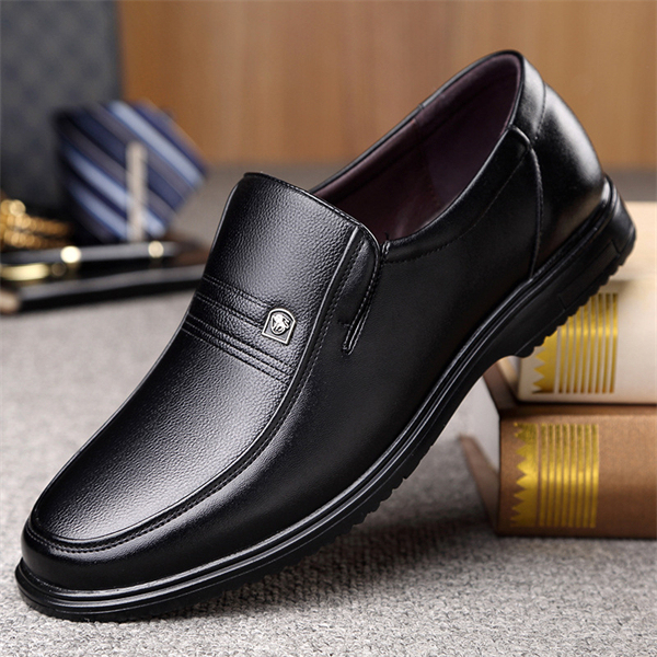Genuine leather soft sole casual loafers for middle-aged and elderly men