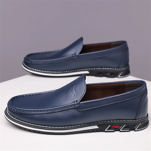 Genuine leather, breathable, comfortable, plus-size men's slip-on loafers