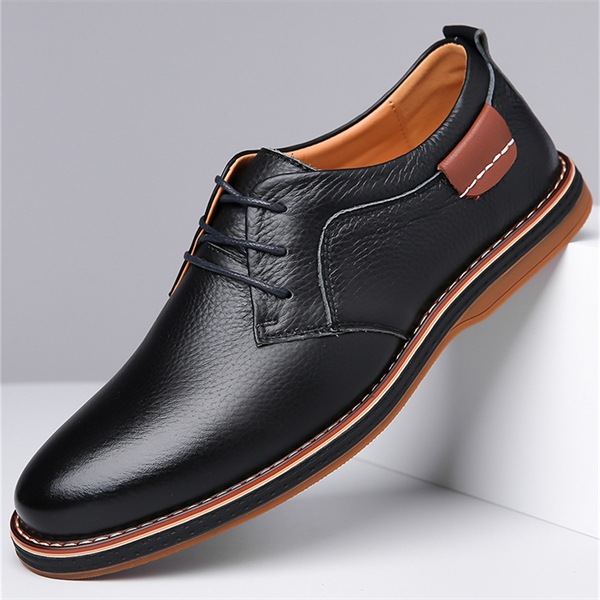 Genuine leather, rubber sole, plus size men's Chelsea shoes, hand-stitched