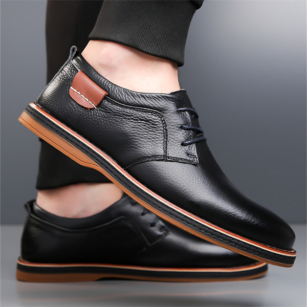 Genuine leather, rubber sole, plus size men's Chelsea shoes, hand-stitched