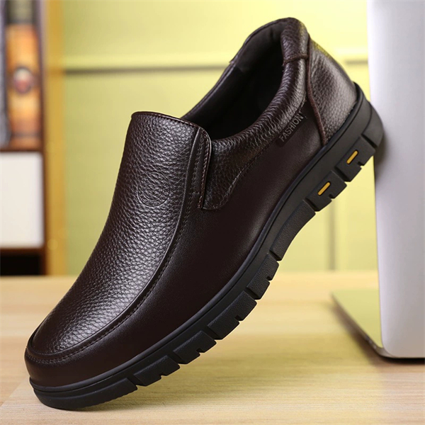 Genuine leather loose-fitting non-slip plus size men's loafers