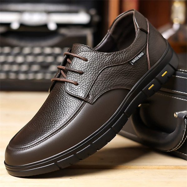 Genuine leather plus size non-slip wear-resistant soft sole men's lace-up shoes