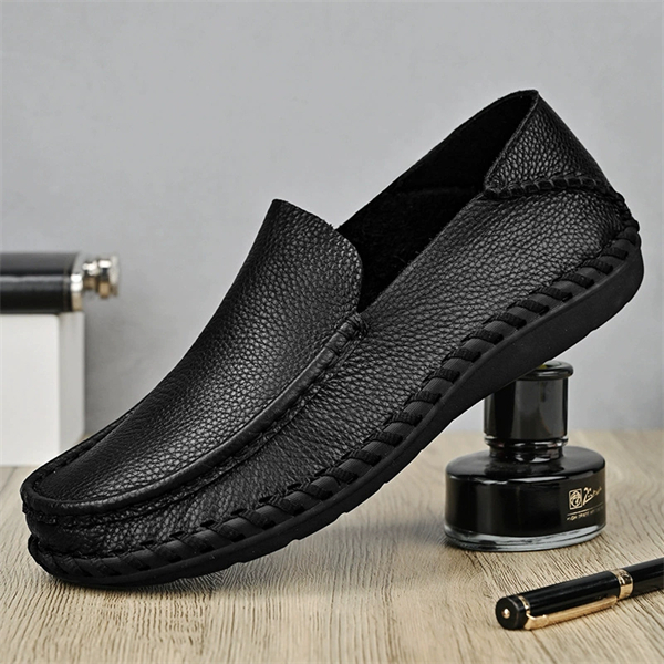 Genuine leather plus size breathable soft leather men's slip-on loafers