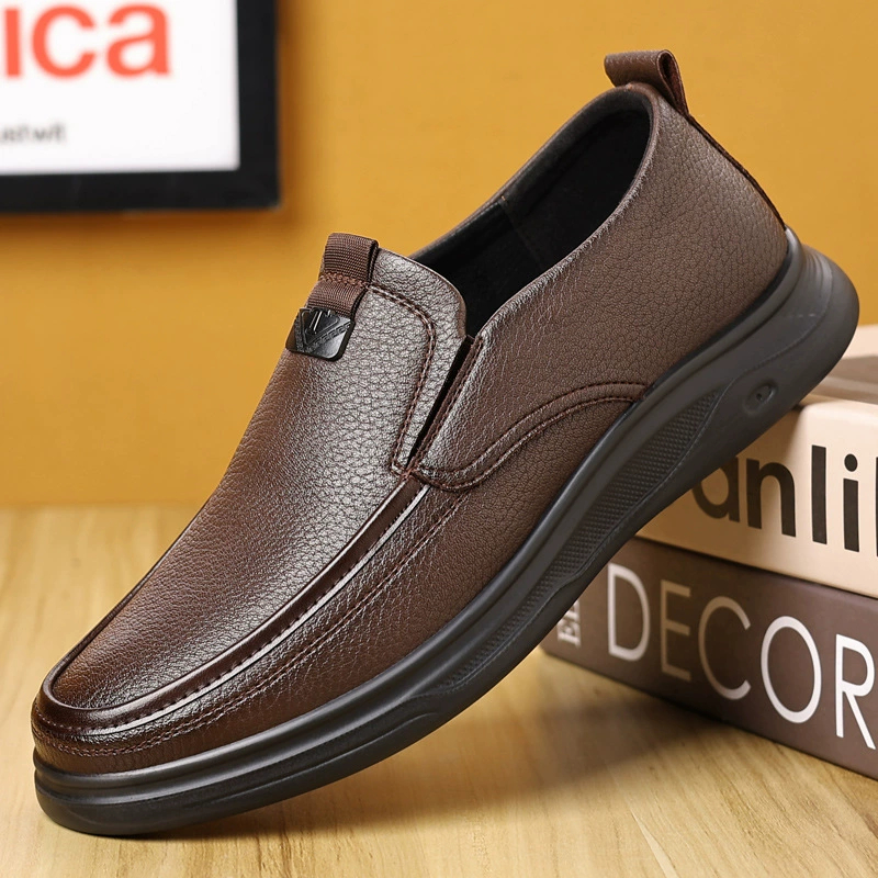 Men’s Casual Leather Shoes – Genuine Leather, Breathable, Soft-Soled, Available in Large Sizes