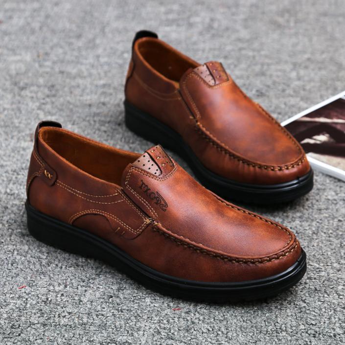 Genuine leather soft-soled glossy breathable men's business leather shoes for spring and autumn