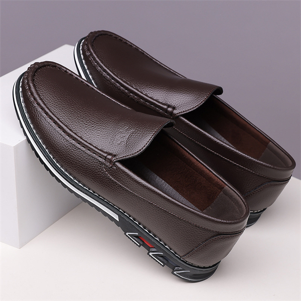 Genuine leather, breathable, comfortable, plus-size men's slip-on loafers