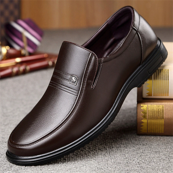Genuine leather soft sole casual loafers for middle-aged and elderly men
