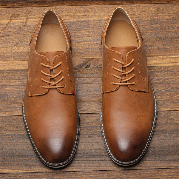 Genuine leather plus size color-blocked comfortable and breathable men's casual shoes