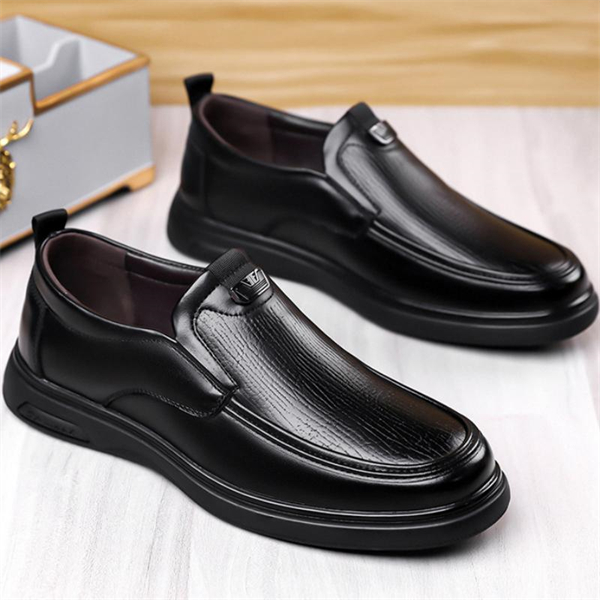 Genuine leather plus size soft leather round toe slip-on men's loafers