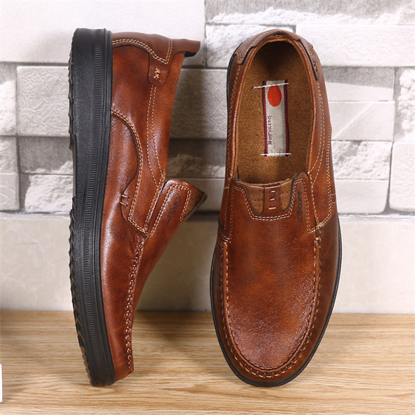 Genuine leather soft-soled glossy breathable men's business leather shoes for spring and autumn