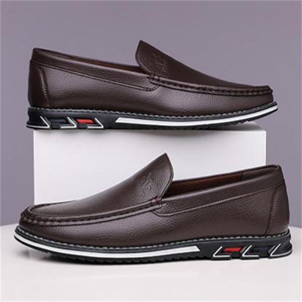 Genuine leather, breathable, comfortable, plus-size men's slip-on loafers
