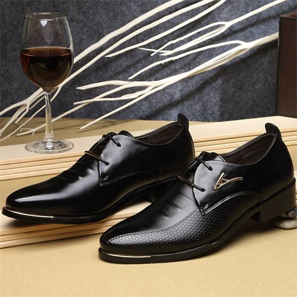 New genuine leather men's business formal lace-up shoes