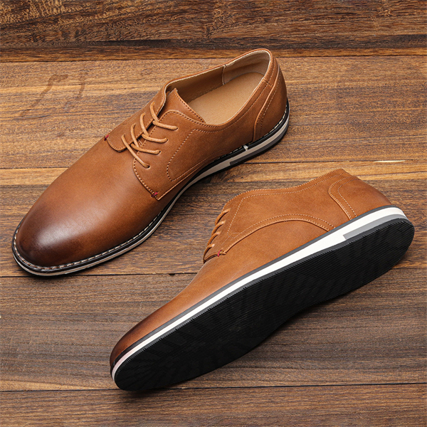 Genuine leather plus size color-blocked comfortable and breathable men's casual shoes