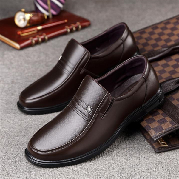 Genuine leather soft sole casual loafers for middle-aged and elderly men
