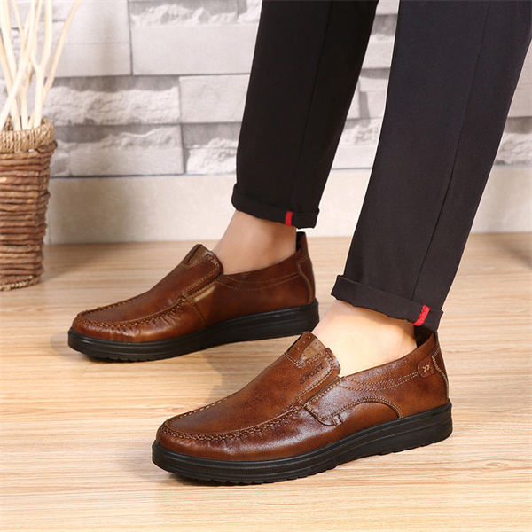 Genuine leather soft-soled glossy breathable men's business leather shoes for spring and autumn