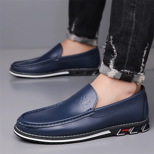 Genuine leather, breathable, comfortable, plus-size men's slip-on loafers