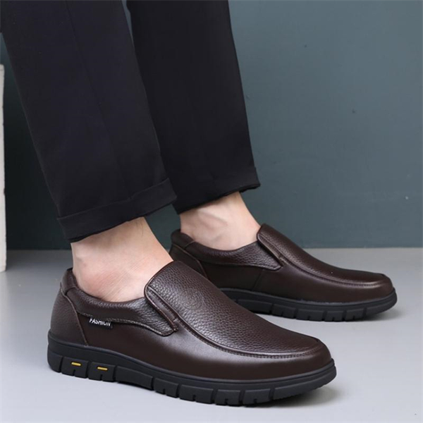 Genuine leather loose-fitting non-slip plus size men's loafers
