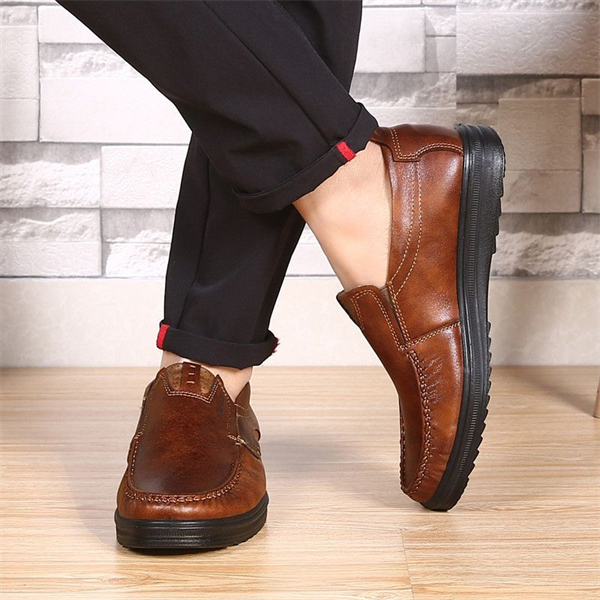 Genuine leather soft-soled glossy breathable men's business leather shoes for spring and autumn