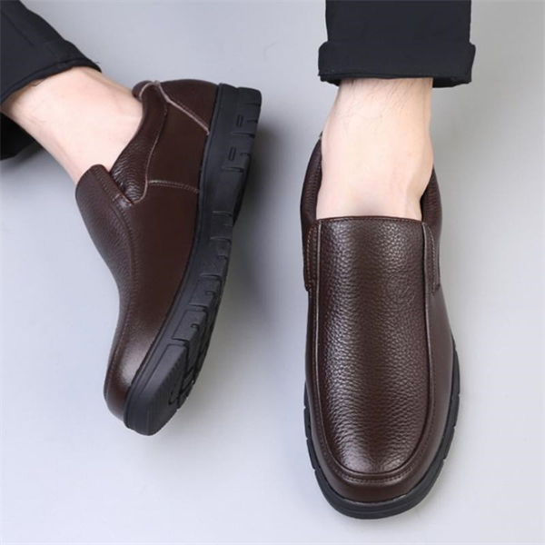 Genuine leather loose-fitting non-slip plus size men's loafers
