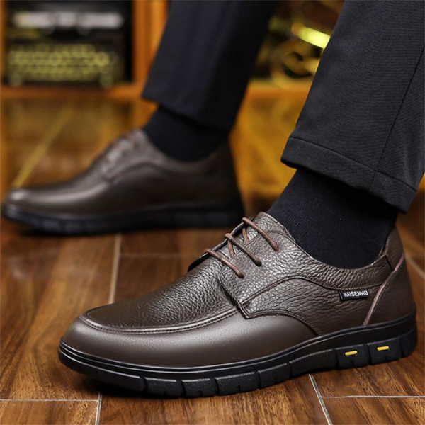 Genuine leather plus size non-slip wear-resistant soft sole men's lace-up shoes