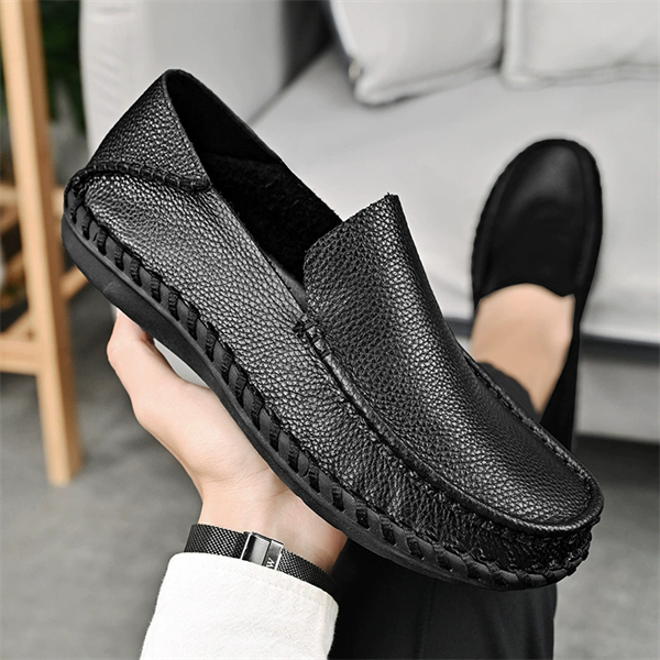 Genuine leather plus size breathable soft leather men's slip-on loafers
