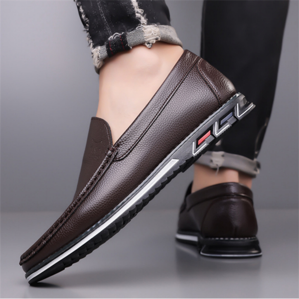 Genuine leather, breathable, comfortable, plus-size men's slip-on loafers