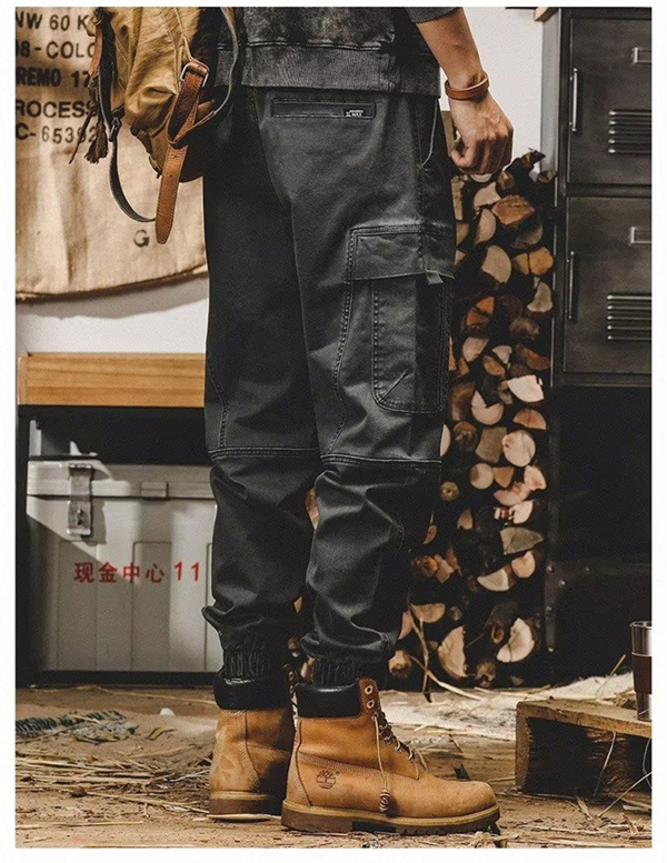 American-style heavyweight retro straight-leg plus-size men's cargo pants for spring and autumn