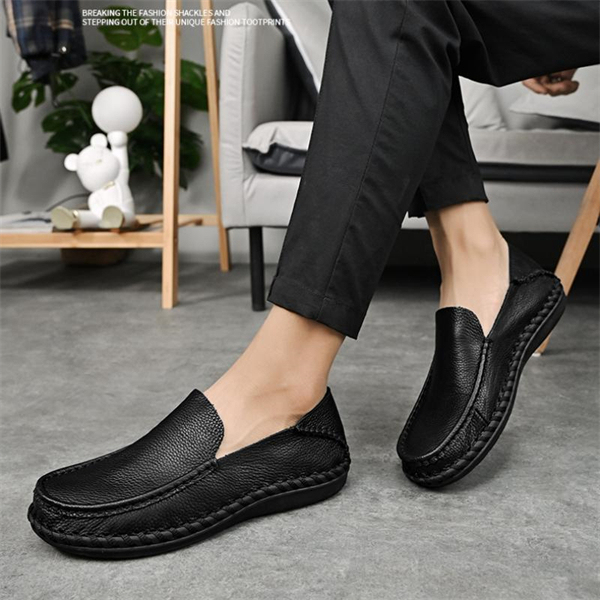 Genuine leather plus size breathable soft leather men's slip-on loafers
