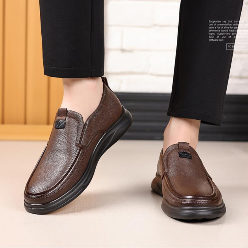 Men’s Casual Leather Shoes – Genuine Leather, Breathable, Soft-Soled, Available in Large Sizes