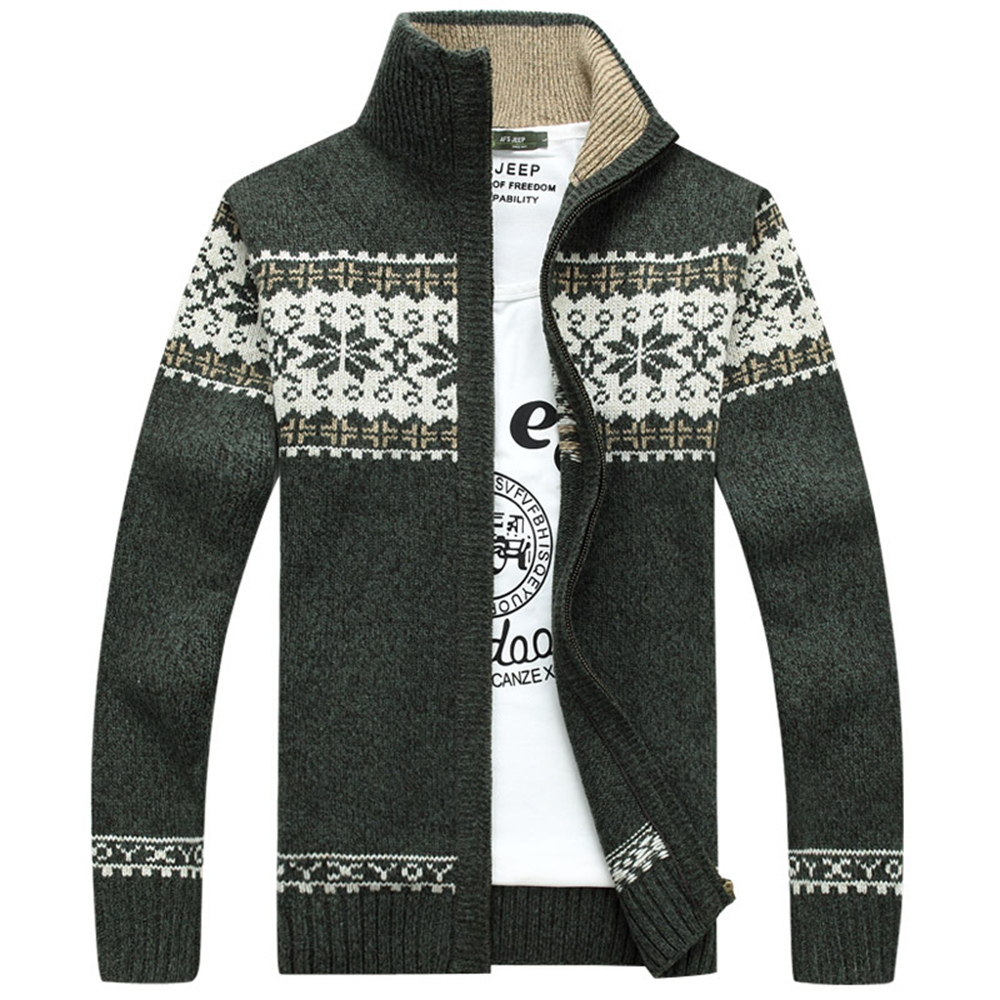 New knitted cardigan stand up collar zipper men's casual sweater jacket