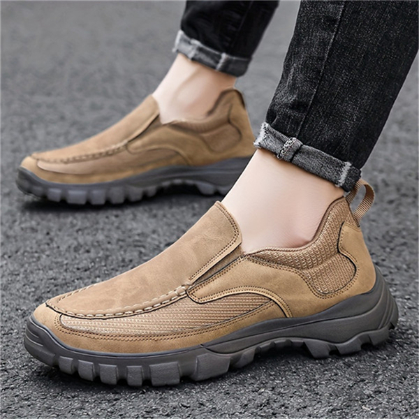 Genuine leather comfortable non-slip slip-on men's casual shoes